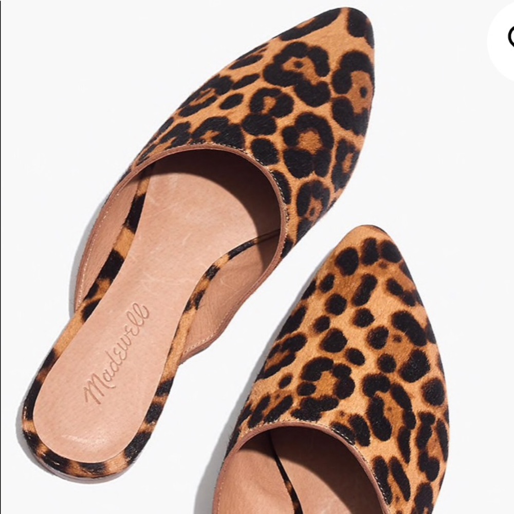 Madewell Remi Mule in Leopard Calf Hair NIB 8.5